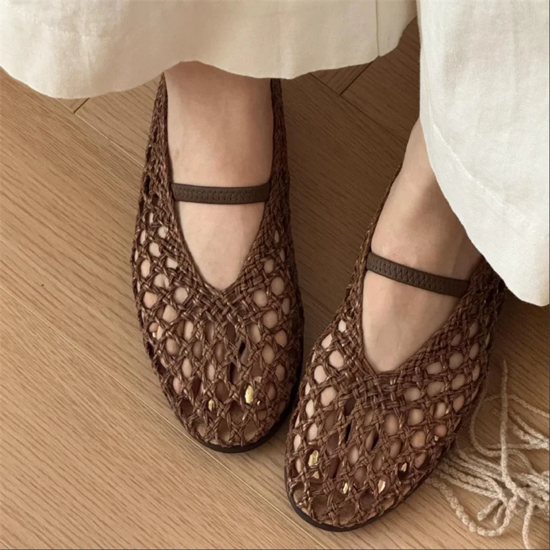 

Eilyken Fashion Weave Mesh Hollow Women Loafers Round Toe Slip On Female Beach Summer Casual Shoes Flat Sandals