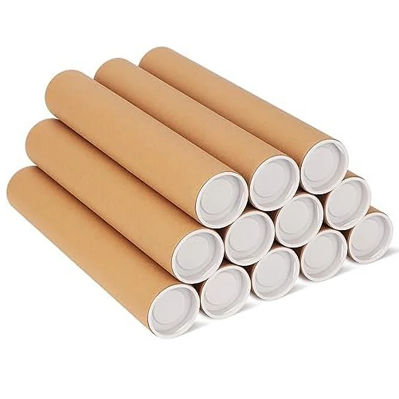 Tubes d'Expédition en Carton avec Capuchons pour l'Emballage d'Affiches, 12 Pièces, 2x12 Pouces