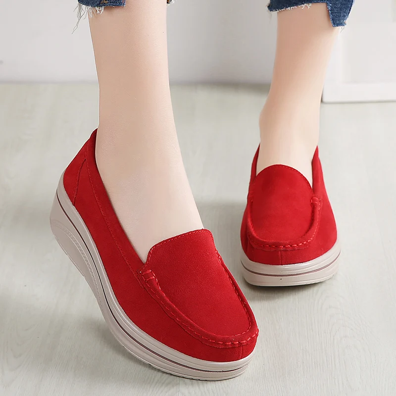 42 large size women\'s shoe cover foot suede leather single shoes waterproof platform increase thick sole British single shoes