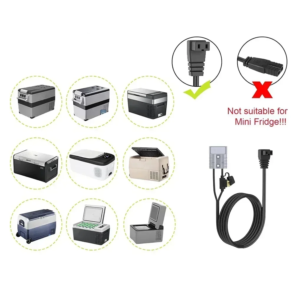 1pcs 50A For Anderson Plug Power Cord Extra-thick 16AWG Cable With Fuse Holder For 12V RV Refrigerator Freezer Connector
