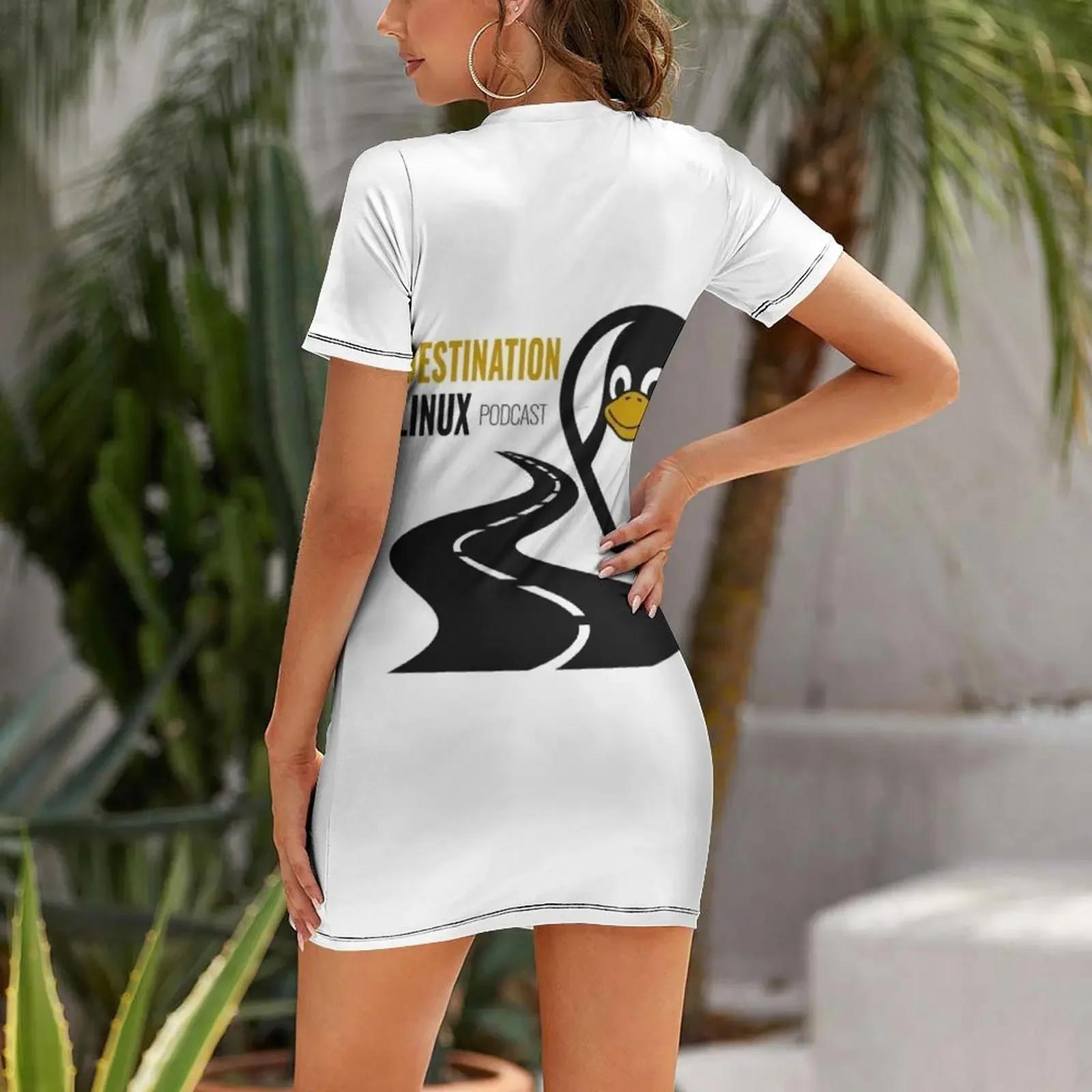 Destination Linux Podcast Vestido de manga corta ropa de fiesta vestido suelto de mujer vestido de manga larga para mujer