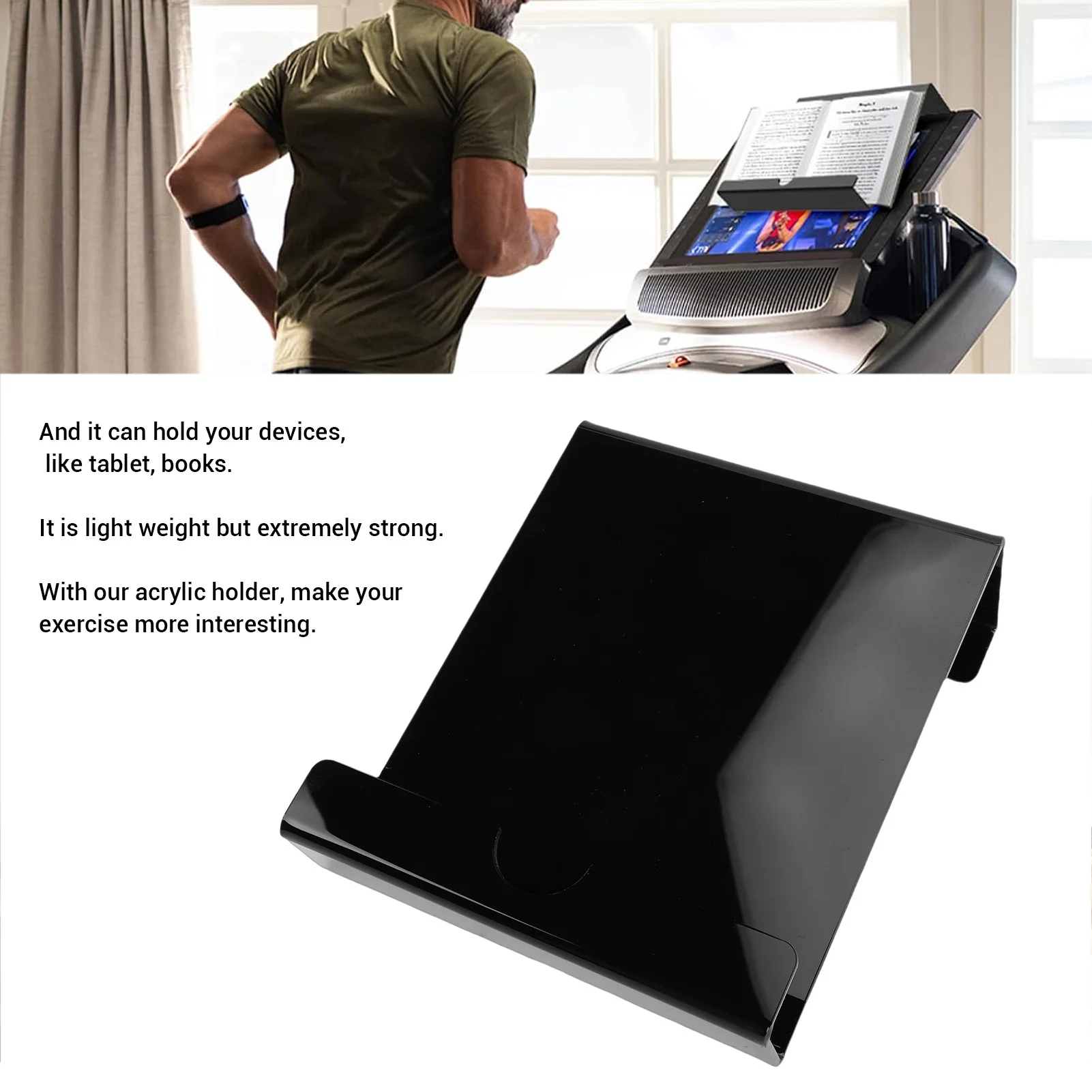 Treadmill Tablet Holder Exercise Bike Reading Stand Acrylic Book Holder Easy Setup for Gym Exercising Treadmill Reading Holder