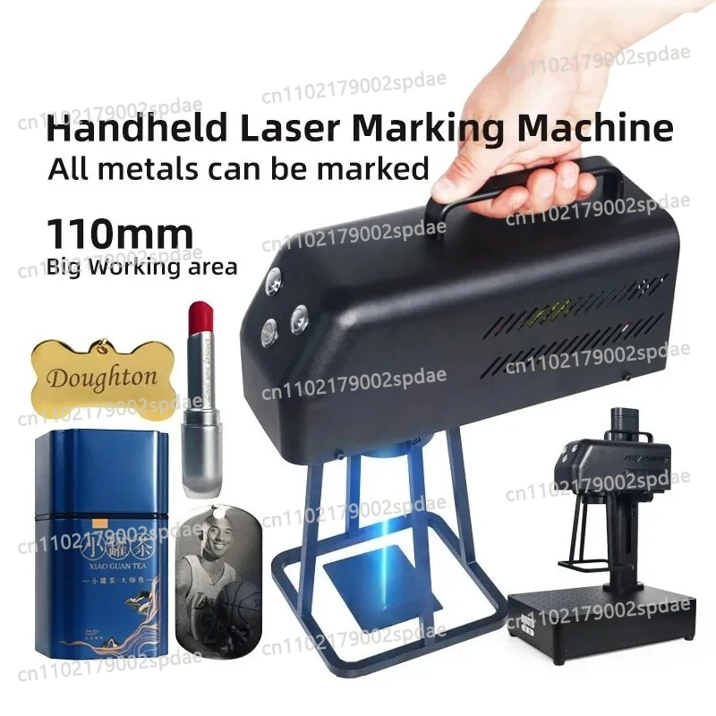 Portable Handheld Fiber Laser Nameplate Marking Machine for PVC Plastic Stainless Steel Metal Engraving Air Cooling 110mm Lens