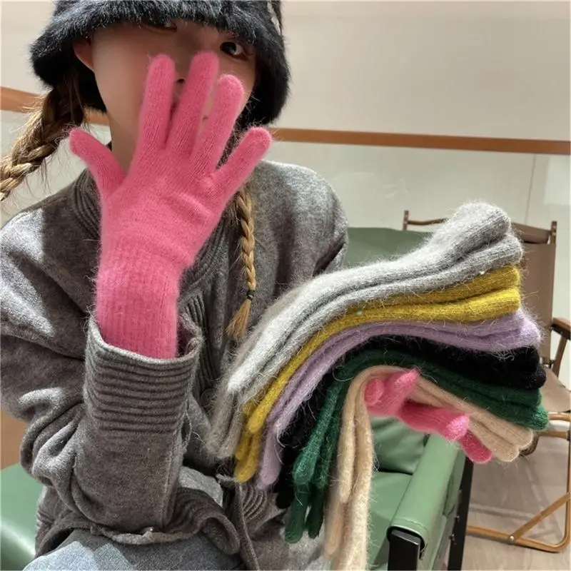 652F Warm Textured Gloves Full Wrist Coverage Sweater Windproof Comfort Cold Weather Essential Ergonomic Shaping