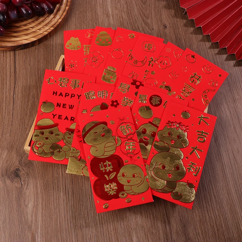 6PCS Year Of The Snake Lunar Year Spring Festival Red Envelope 2025 Envelopes Packet Purse Wallet Traditional Money Pouches Gift
