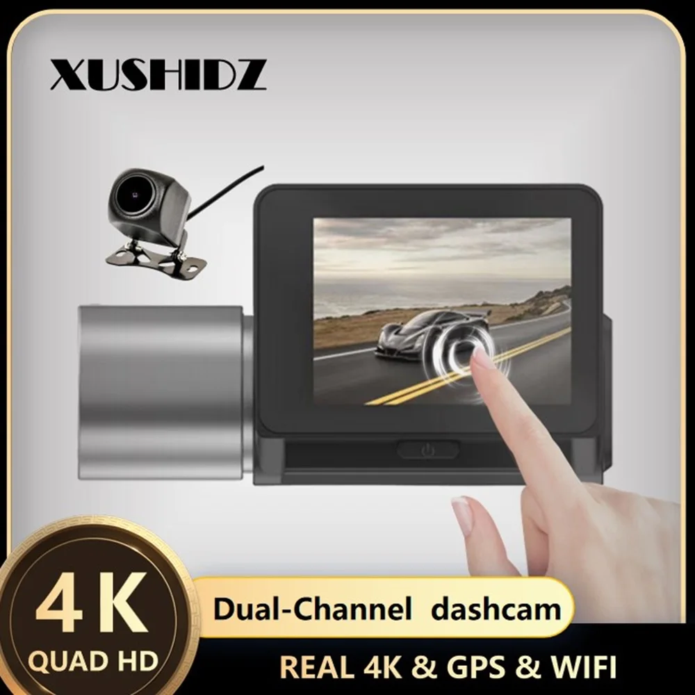 

XUSHIDZ Dual-Channel Dashcam X58PRO 4K WIFI APP Control GPS Touch Screen Dash Cam Car Camera Video Recorder DVR Full HD G-sensor