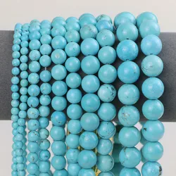 4/6/8/10/12mm Natural Lake Blue Turquoise Round Loose Beads For Jewelry Making Bracelets Earrings Pendants DIY Accessories