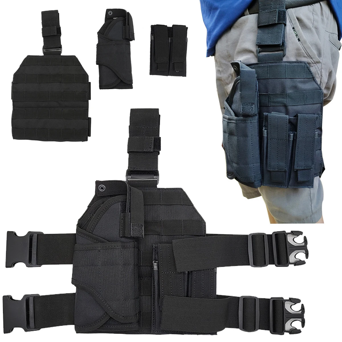 

Tactical Tornado Leg Style Thigh Holster Hunting Airsoft Glock Pistol Magazine Pouch Universal Adjustable Drop Leg Holster Bag
