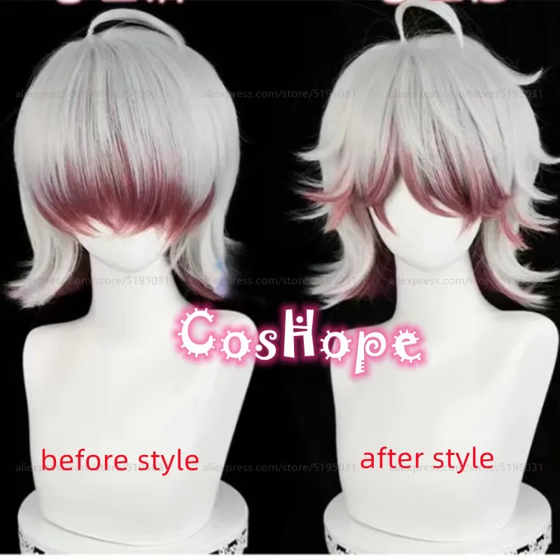 Rare Case Patient Cosplay Wig 37cm Short Silver White Brown Red Wig Cosplay Anime Cosplay Heat Resistant Synthetic Wigs