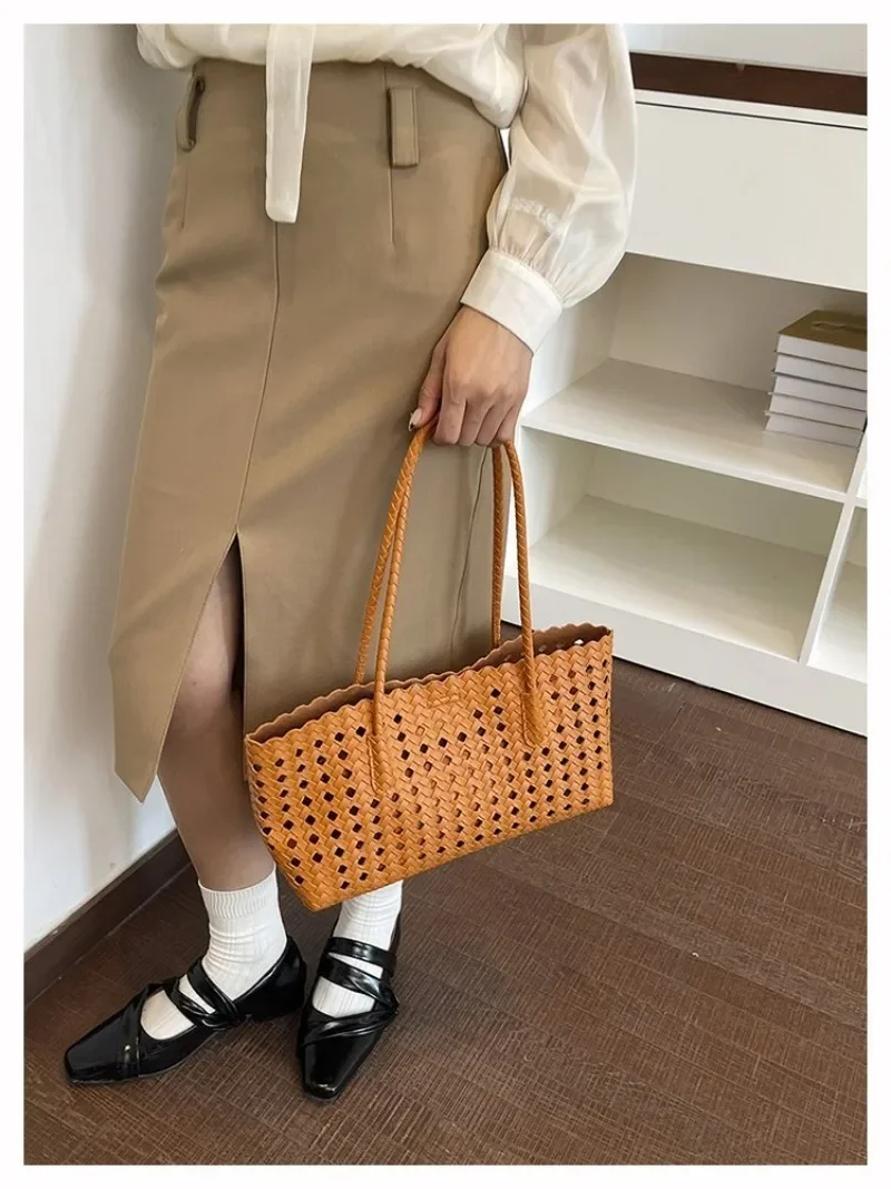 CEEKAY Damen-Tragetasche, orange, gewebtes Kunstleder, große Schulterhandtasche mit Reißverschlusstaschen-Set, Sommer, Strand, Urlaub, Mode – Detail 19