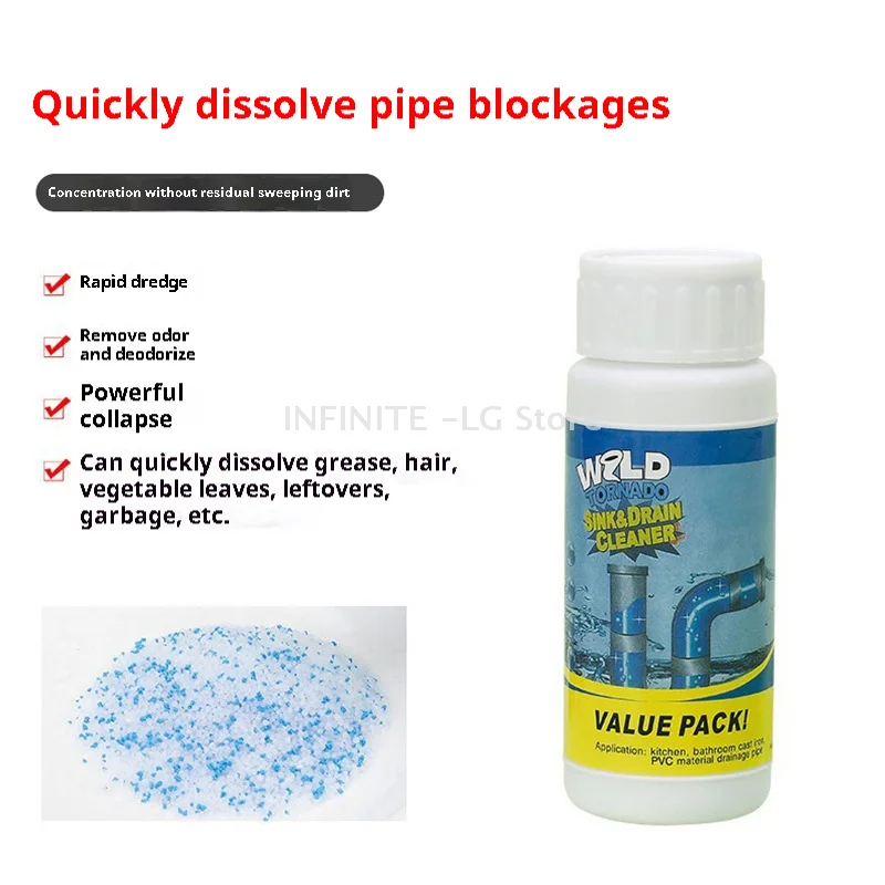 Powerful Dredge Clog Remover Drain Pipe Basin Cleaner Toilet Kitchen Pipe Deodorization Dredging Agent Sink Pipe Dredge Powder