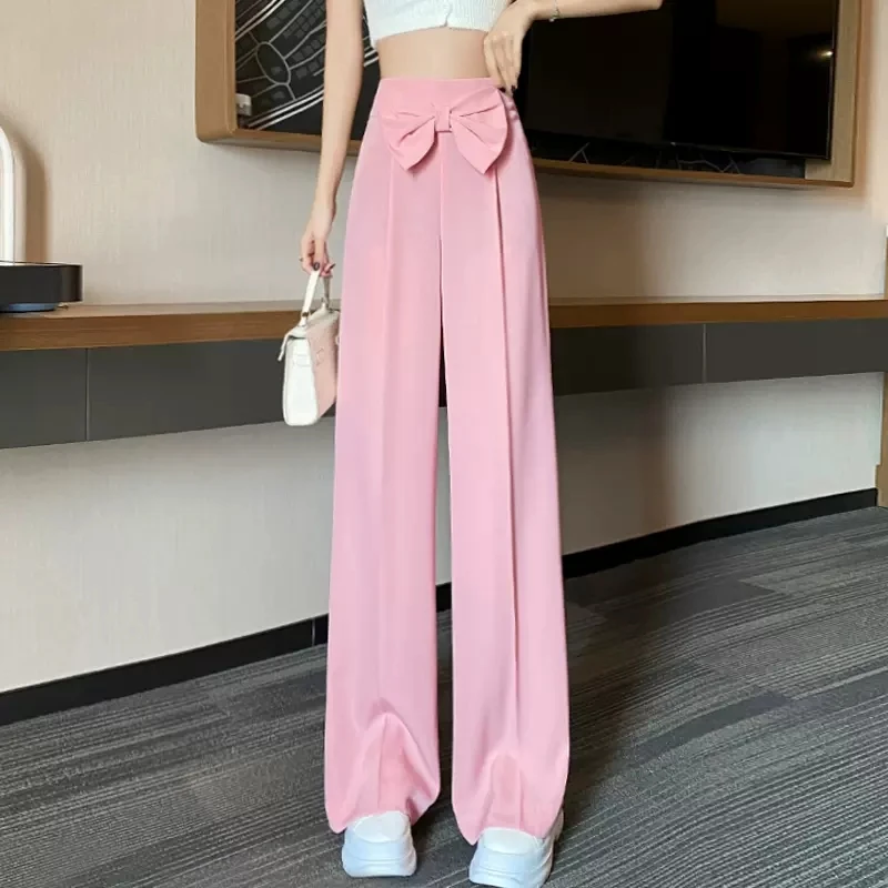 Pink National Standard Dance Trousers 2023  New Straight Women's High Waist Ballroom Latin Dance Pants