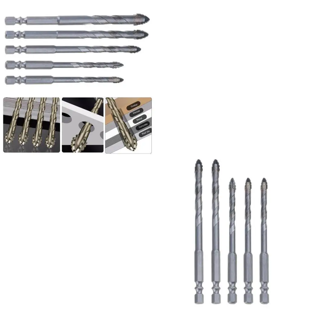 652F 4/5Pcs Eccentric Drill Bit Set Four Serrated Drill Bits High Hardness Bevel Tip Serrated Drill Bits for Brick