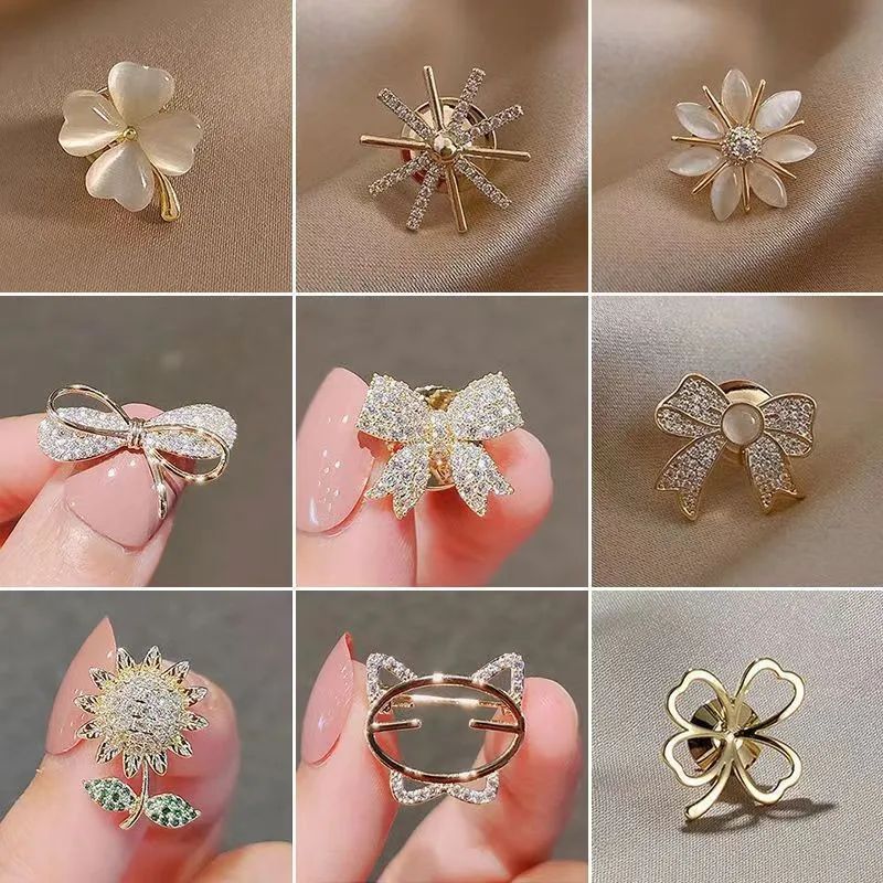 6PCS Women's Brooch Pins Stainless Steel Suit Collar Badges for Backpack Jewelry Birthday Japanese Korean Metal Glasses Brooch