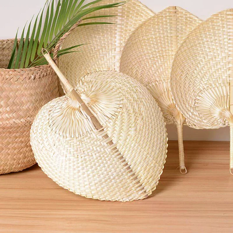 Handmade Straw Woven Fans Craft Summer Cooling Bamboo Fan Home Wall Art Decoration