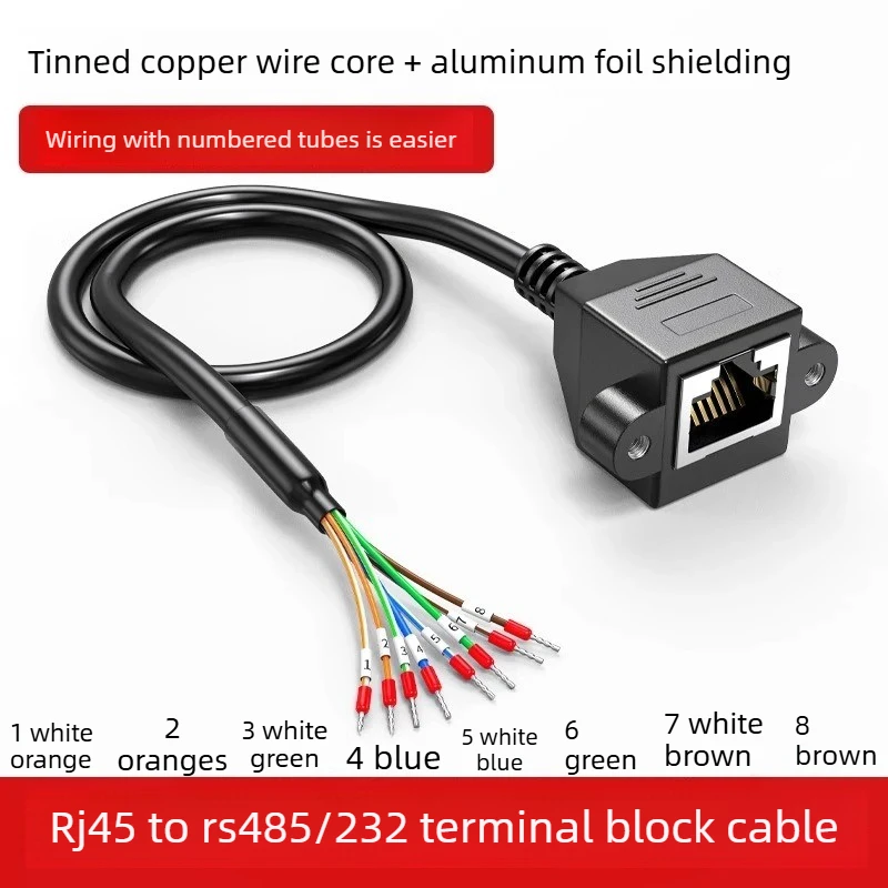 RJ45 to RS232 Cable Single Head Wire Switch Network Port to RS485 Debugging Line 8P8C PLC Serial Port Connection Cables 0.5-3M