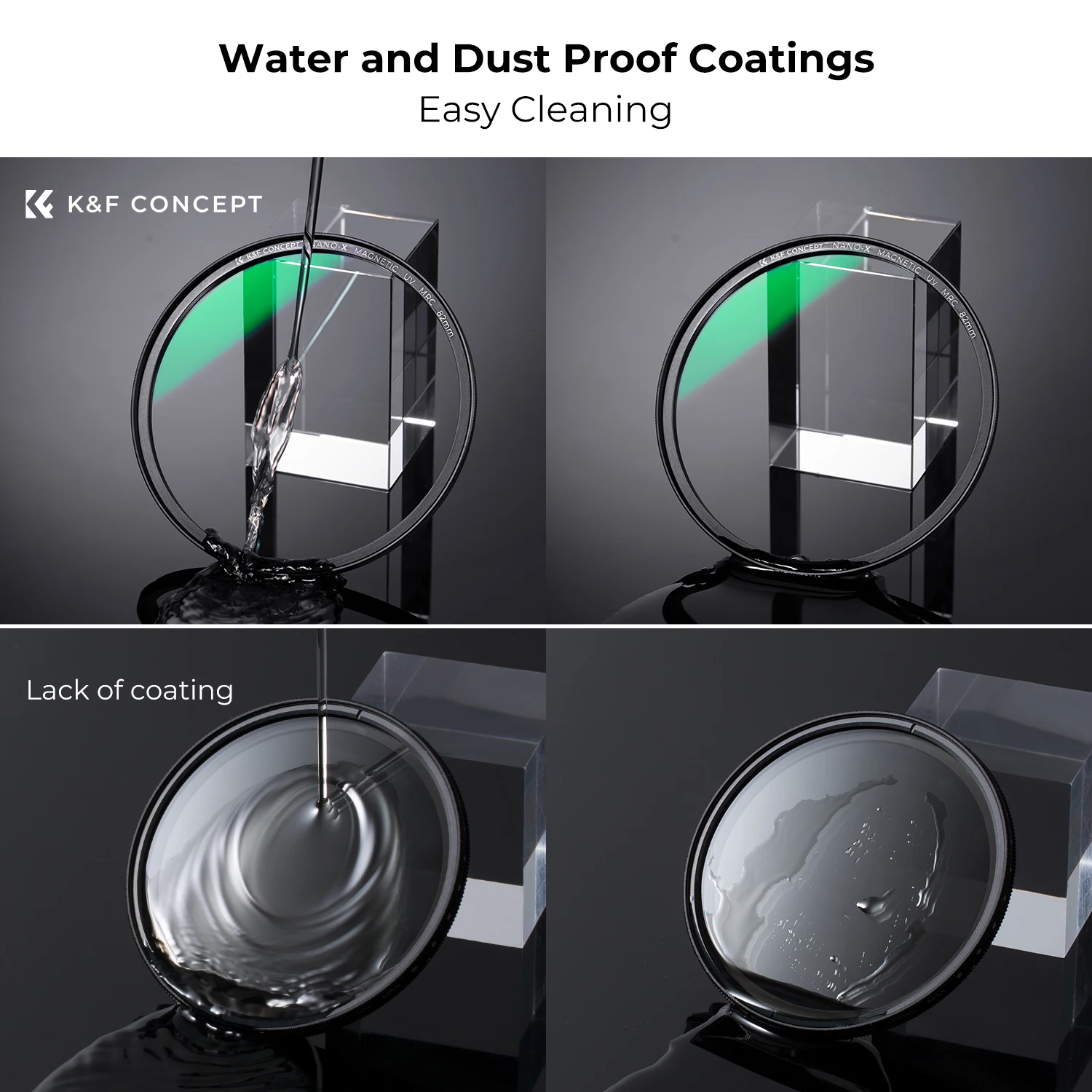 K&F Concept 49mm-82mm Magnetic MCUV Filter Waterproof Green Film Metal Cover Camera Filter 62mm 67mm 72mm 77mm 82mm NanoX Series