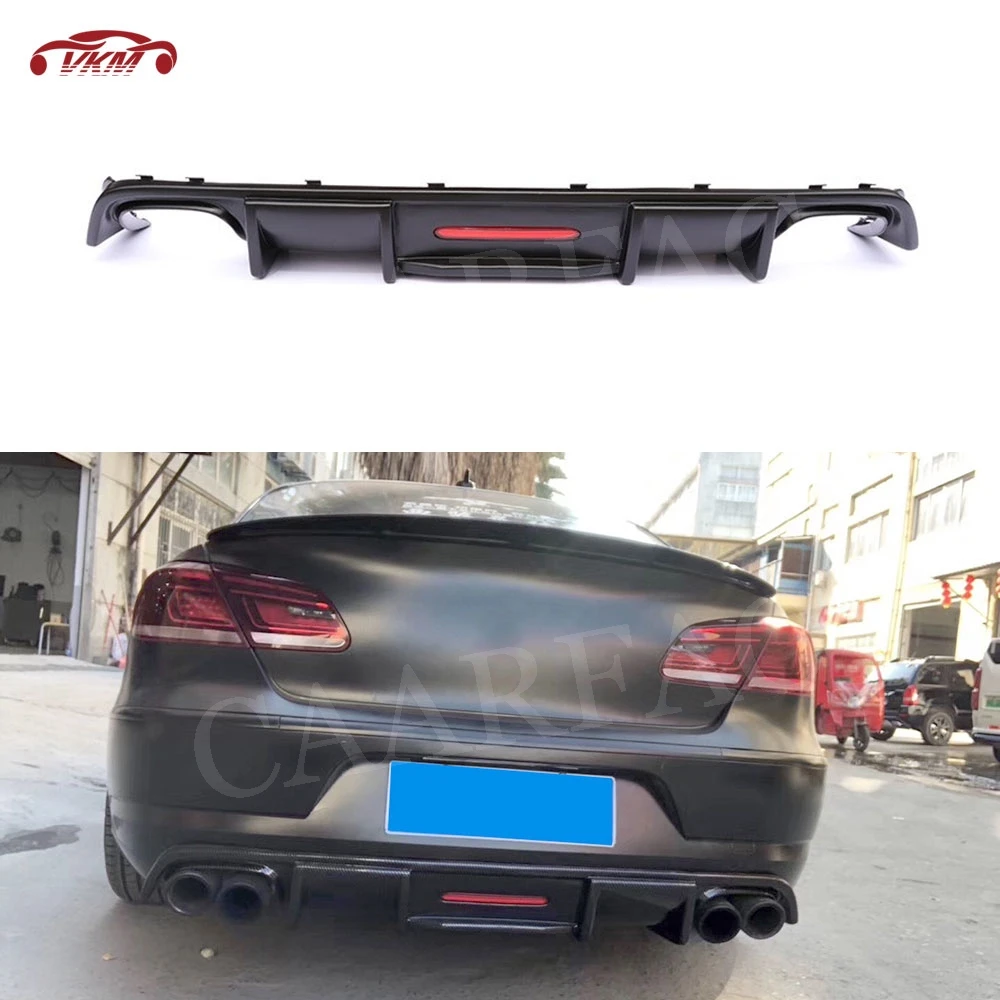 

Carbon Fiber Rear Lip With LED Light for Volkswagen Passat CC VW CC Spoiler 2013-2017 Fins Shark Style Diffuser Bumper Guard