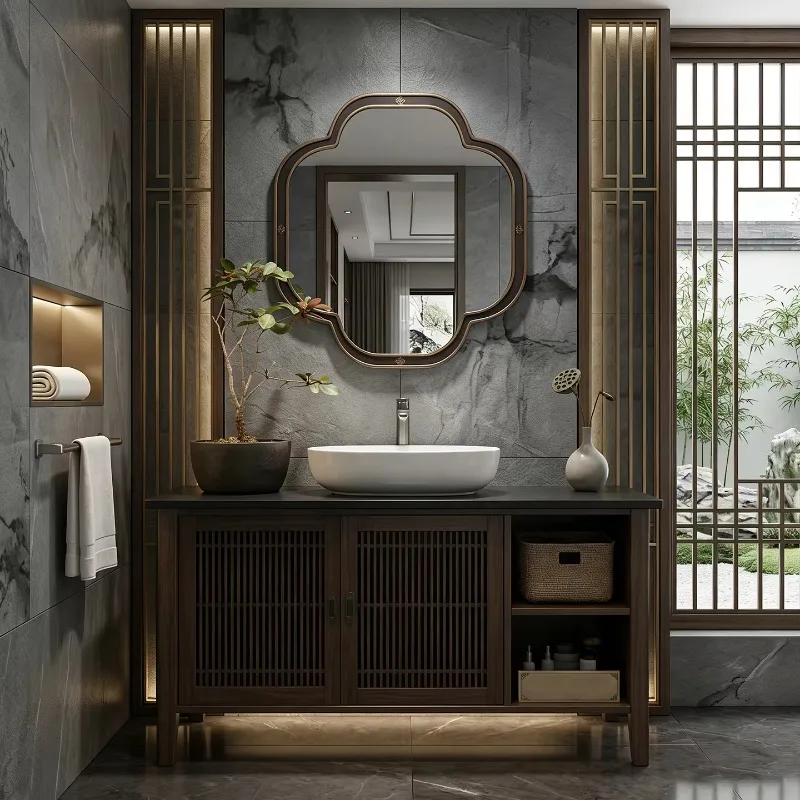 D19-1Retro Ceramic Table Basin Bathroom Bathroom Cabinet Combination Floor-to-ceiling Washbasin Washbasin Bathroom Cabinet