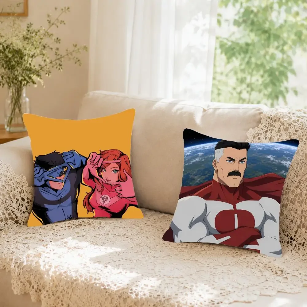 Superherocomic I-Invincible Cushion Cover Faux fur decorative Dark academia style Cat scratching post Rustic Spa pillow cover