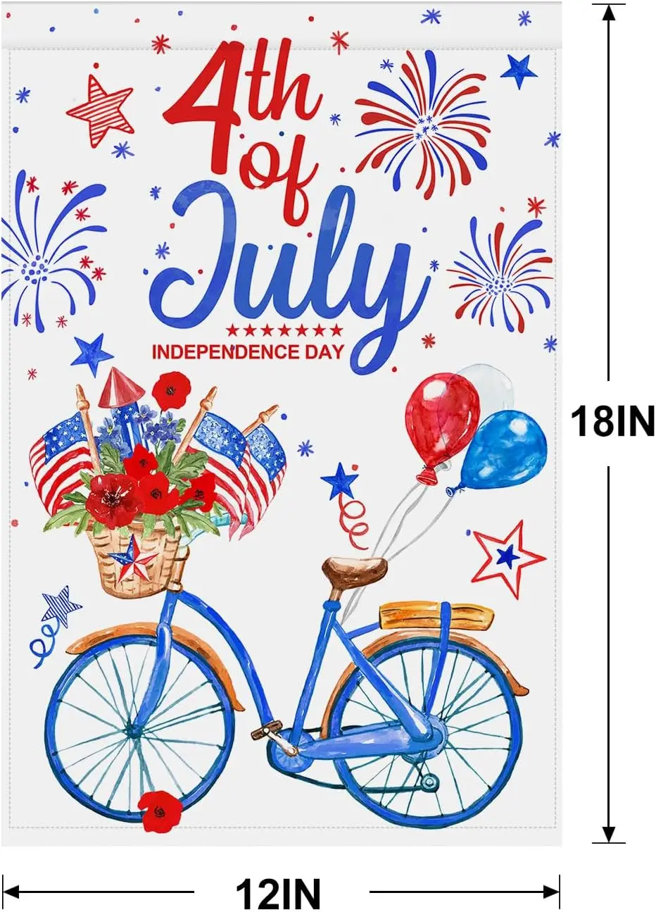 4th of July Garden Flag 12x18 Inch Double Sided Patriotic Celebration Memorial Day Independence Day Garden Flag for Yard Law uui