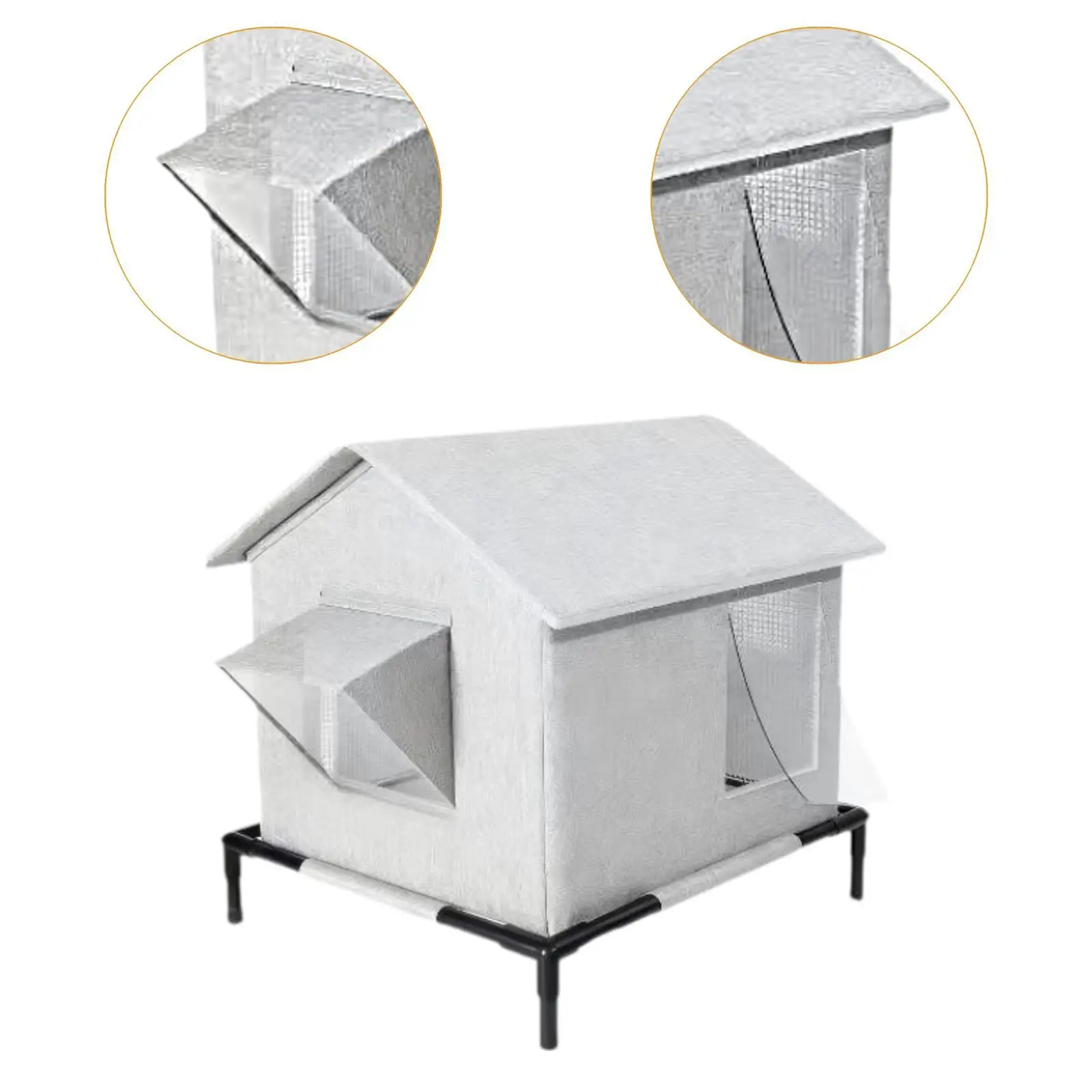 

Outdoor Cat House with Elevated Base Waterproof Warm Winter House Insulated Pet Cottage for Stray Cats Outside