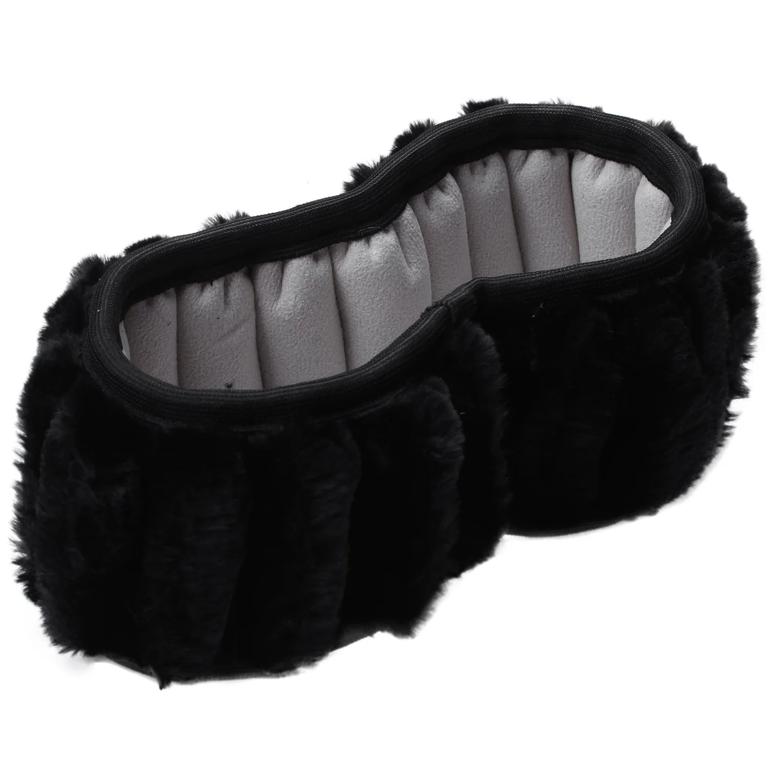 Car Steering Wheel Covers Faux Fur Hand Brake and Gear Cover(Black)