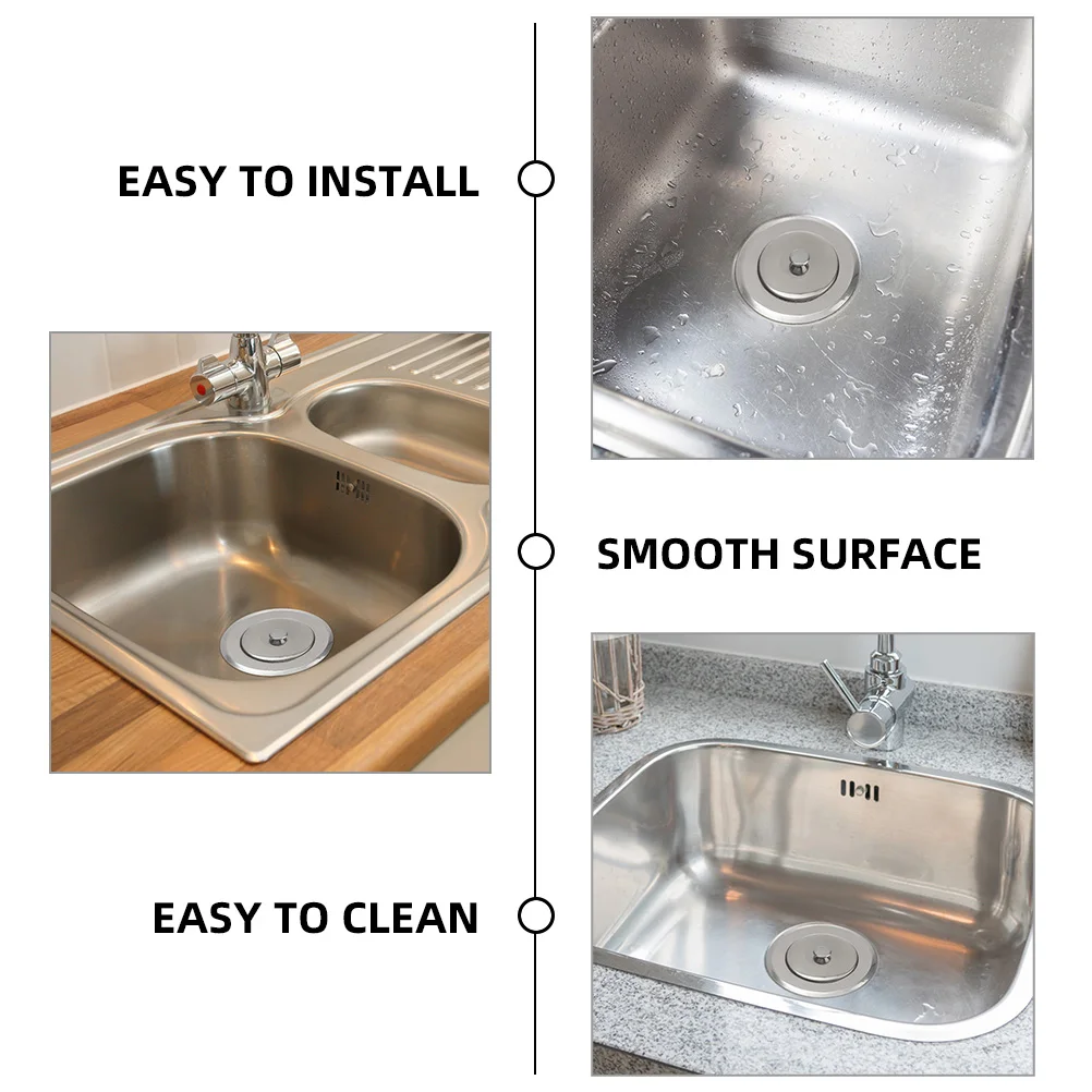 

1 Set Stainless Steel Sink Strainer Kitchen Sink Drain Filter Metal Basket Strainer Smooth Edges Durable Anti-Rust Easy Clean