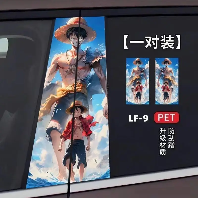 Anime One Piece Auto B-Säulen-Aufkleber Mittelsäulen-Türschutzfolie Dekorative Aufkleber Cartoon Monkey D. Luffy Aufkleber