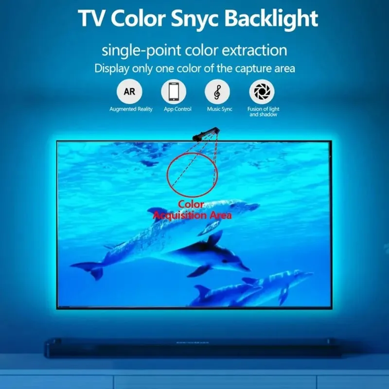 AR 컬러 색역 센서 TV LED 백라이트, RGB 라이트 스트립, 55-85 인치 TV 및 모니터에 적합, 12.5FT-16.4ft