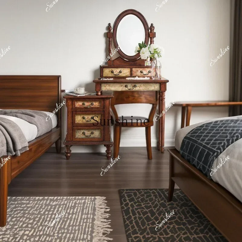 

Dresser bedroom simple modern studio dressing table storage cabinet small apartment American solid wood makeup stoolP