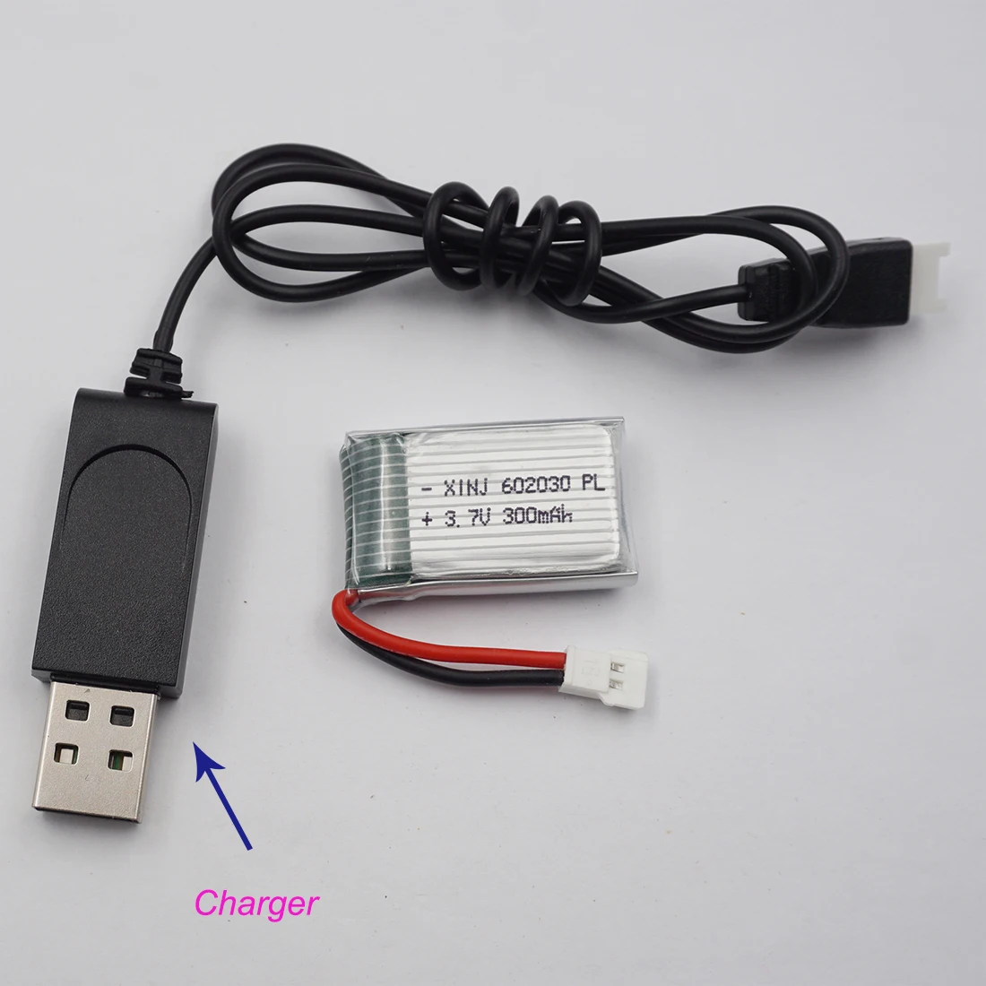 

3.7V 25C 300mAh 1.11Wh 602030 Rechargeable Li-Polymer Lipo Li Battery For DFD F182 F183 H8C Syma X5 FY530 RC Drone + charger