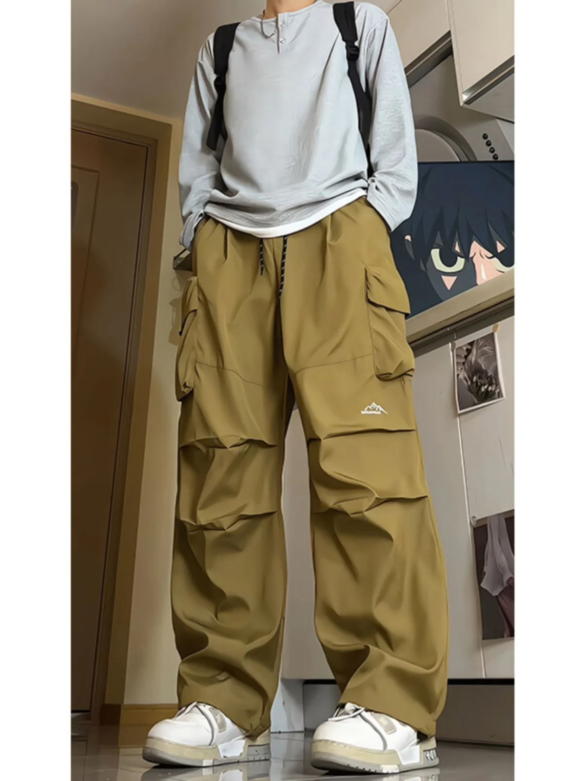 

American High Street Workwear Outdoor Climbing Pants Men's Spring Autumn plus Size Straight Leg Mountain Sports Trousers