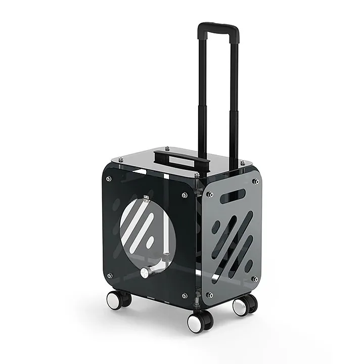 

Innovation Design OEM&ODM PVC Transparent Sustainable and Portable Cat Travel Bag Pet Trolley Suitcase With Silent Wheels