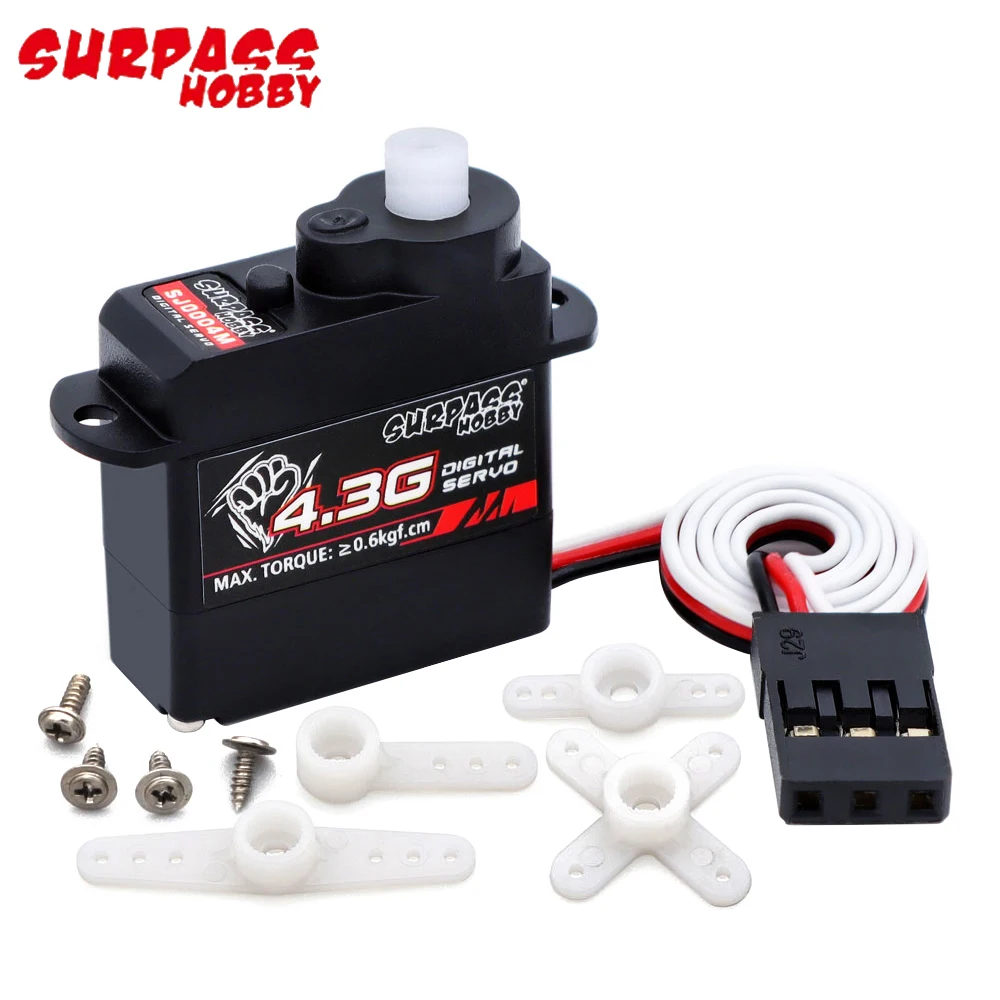 Surpass Hobby SJ0004M 4.8-6.0V 0.6kg Torque 4.3g Digital Metal Gear Servo Cored Motor 25T For RC Airplane/ Car/ Boat Toys MG90S