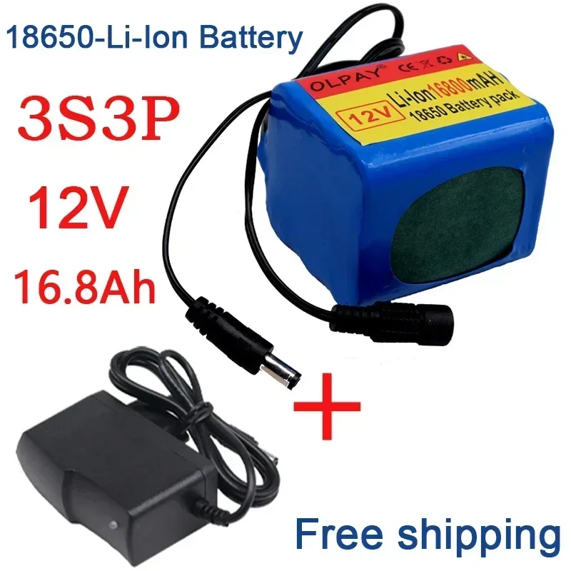 

3S3P Original 12V 16.8Ah 16800mAh 18650 Rechargeable Batteries 12V with BMS Lithium Battery Protection Plate + 12.6V Charger