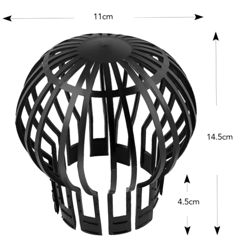 Leaves Protection Outdoor Downpipe Strainer Easy Install Black Gutter Guard Roof Drain Anti-blocking Home Debris PP Garden