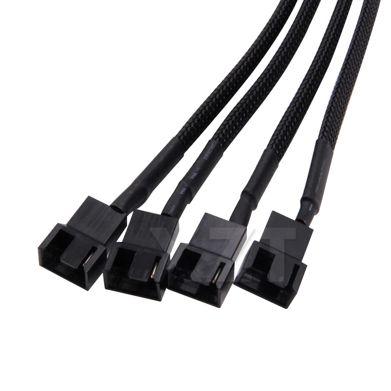 Black Sleeved 4pin IDE Molex to 4-Port 3Pin/4Pin Cooler Cooling Fan Splitter Power Cable Environmental Connector Cables Hot sale