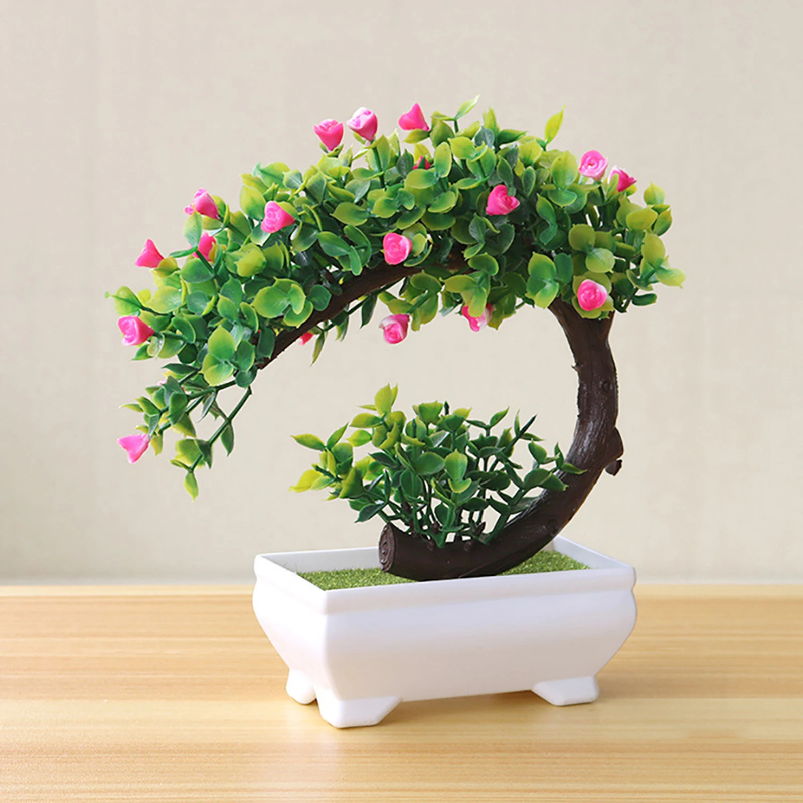 Artificial Plant Potted Bonsai Green Small Tree Plants Ornaments Realistic Everlasting Plastic Lifelike Potted Flower Decor