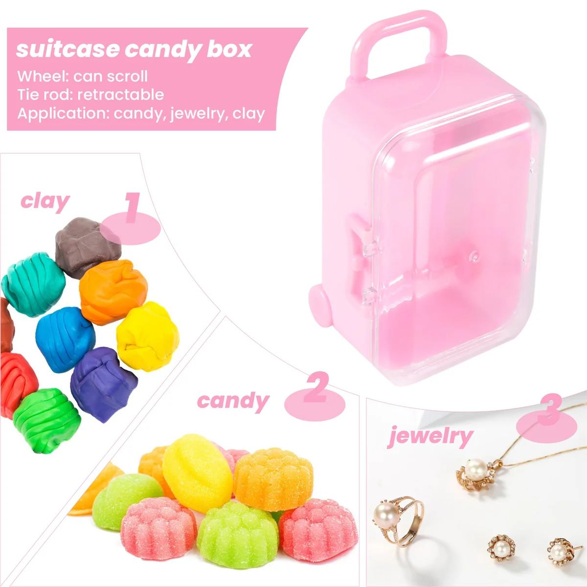 Pink mini roller travel suitcase candy box personality wedding candy box luggage trolley case candy toy small storage box