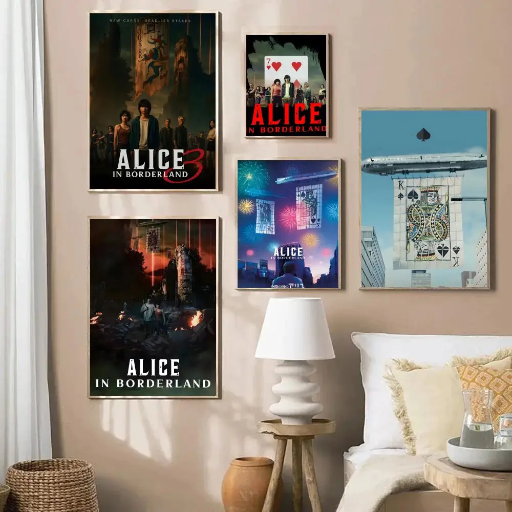 تلفزيون أليس في بوردرلاند اللوحة الخط HD طباعة تجعد الحرة جدارية الفن صور لغرفة المعيشة ديكور جدران المنزل قماش