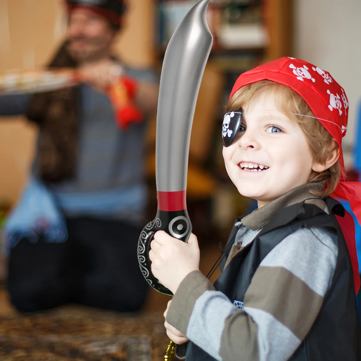 6pcs Pirate Sword Inflatable Swords Inflated Knife for Pirate Party Supplies Halloween Cosplay Stage Props Pirate Party Toys