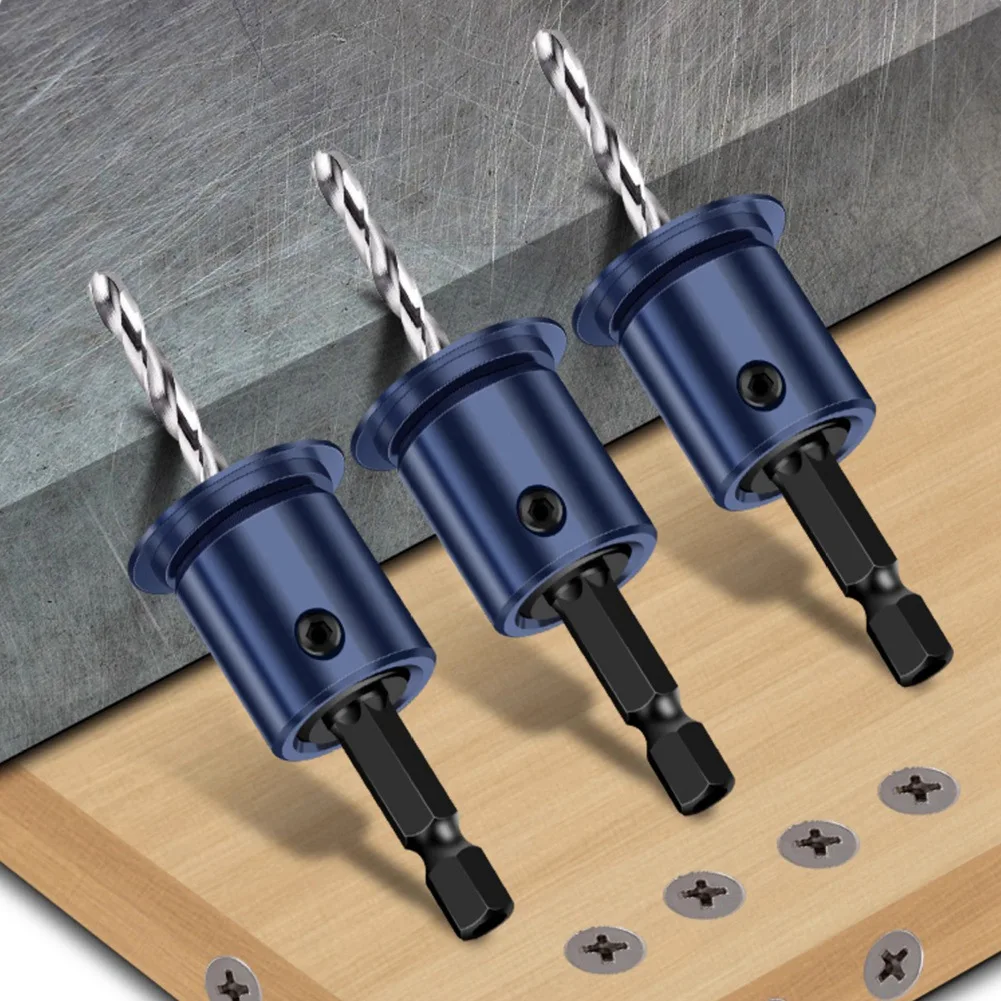 

6-Piece Set Of 10Mm Hexagonal Shank Woodworking Countersink Drill Bit Set 2-In-1 Limited Hole Opener