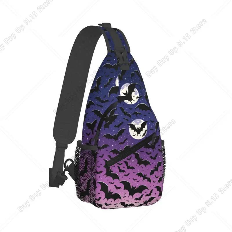 Custom Cool Halloween Witch Gothic Vampire Bat Sling Crossbody Backpack Men Shoulder Chest Bag for Traveling