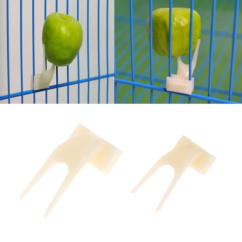 2 Pack Bird Holder Fork Parrot Foraging for Cage Resin Plastic Treat Veggie Skewer for Parakeets Conures Dropship