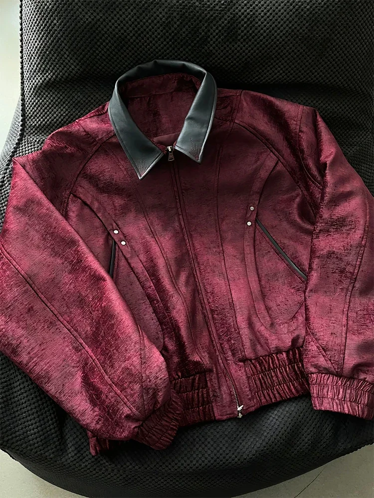 Cleanfit American Retro Satin Embroidered eepskin Jaet Men's Spring Autumn Design High-End Feeling Loose Fit Jaet