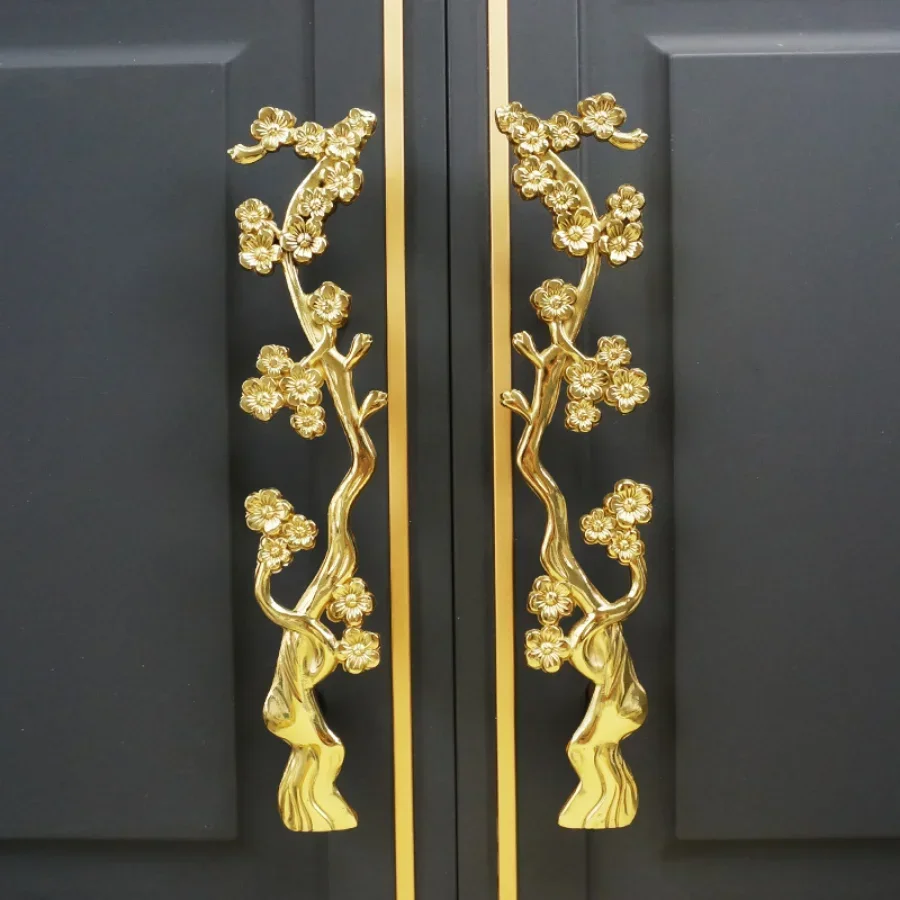 Solid Brass Plum Tree Branch Furniture Handles New Chinese Style Handles for Wardrobe and Cabinets Furniture Fittings