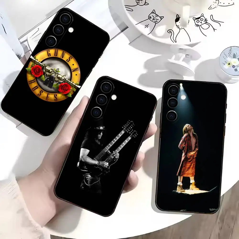 

G-Guns N A-Axl Rose Roses Phone Case Black Silicone Soft For Samsung Galaxy A73,A72,A71,A70,A53,A52,A51
