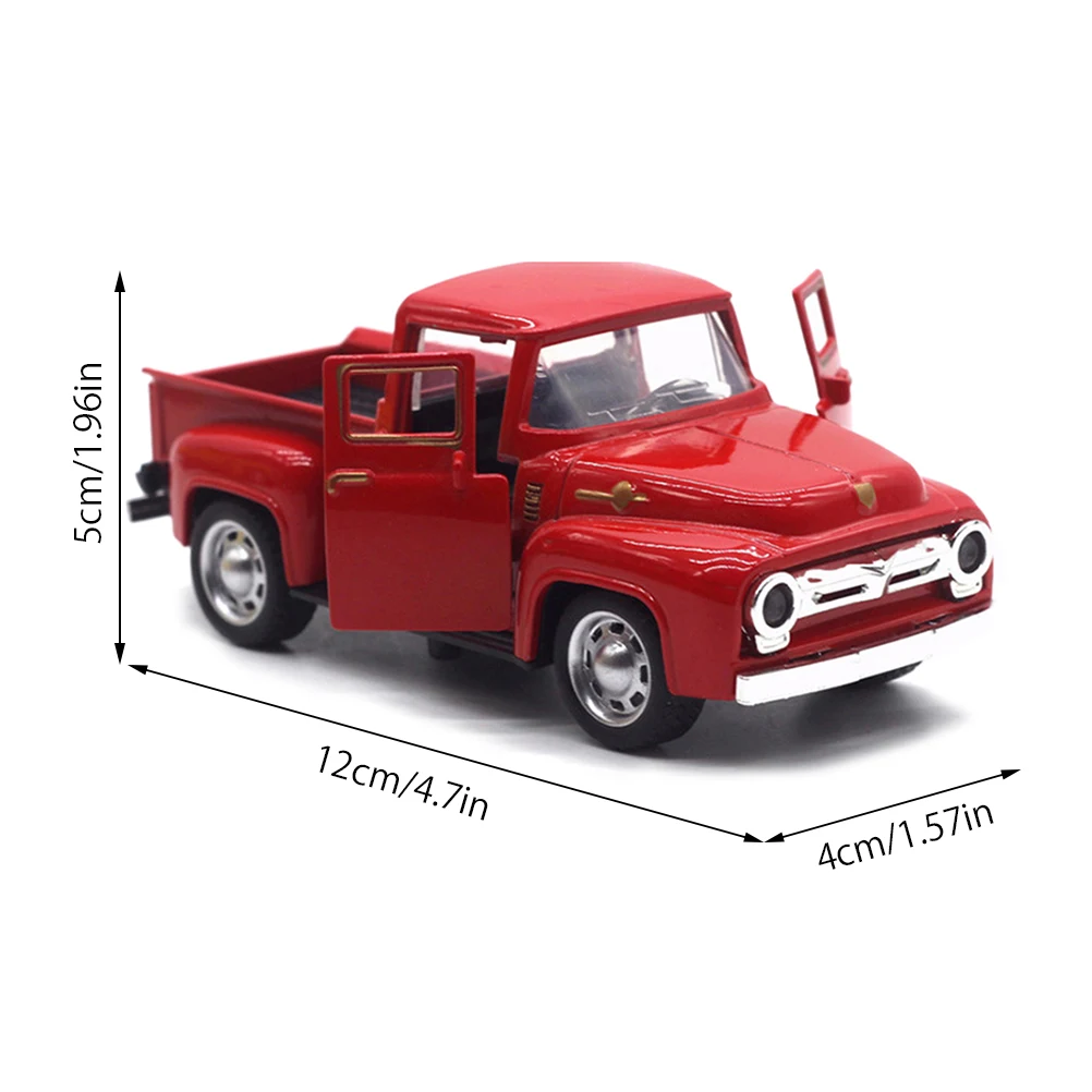 Red Metal Truck Toy Vintage Red Mini Desktop Decoration Kids Children\'s Christmas New Year Toy Gifts Home Office Decoration