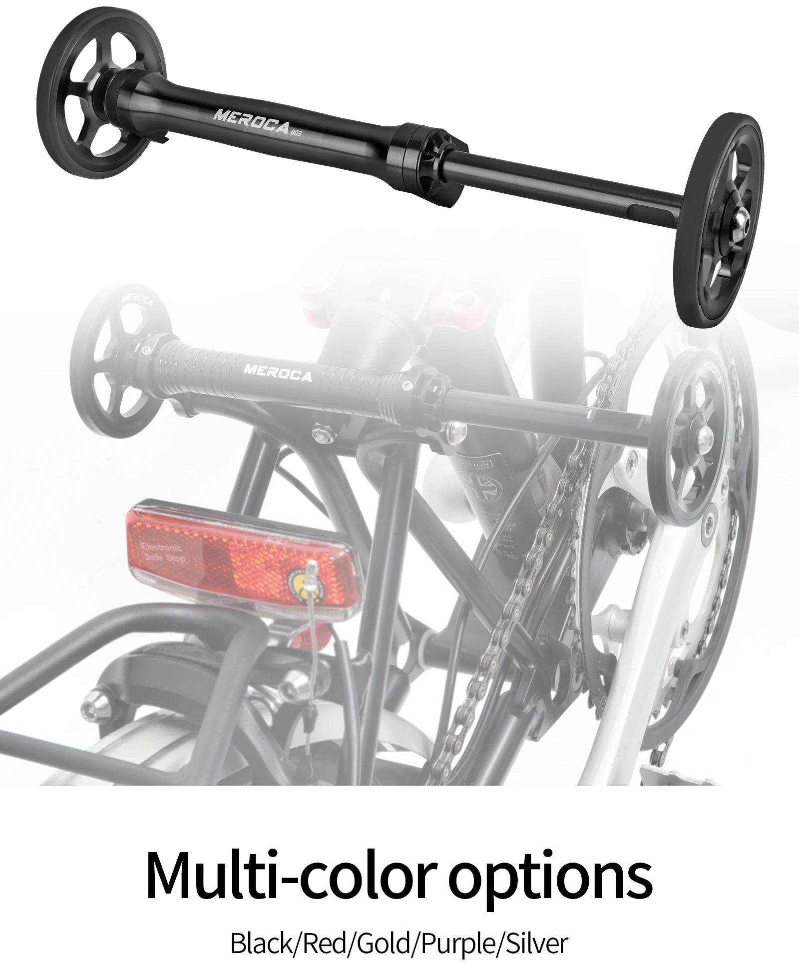 MEROCA Klapp Fahrrad Easy Rad Verlängerung Stange Teleskop Bar Fahrrad Aluminium Legierung Hinten Cargo Rack Teile Für Brompton – Detail 7